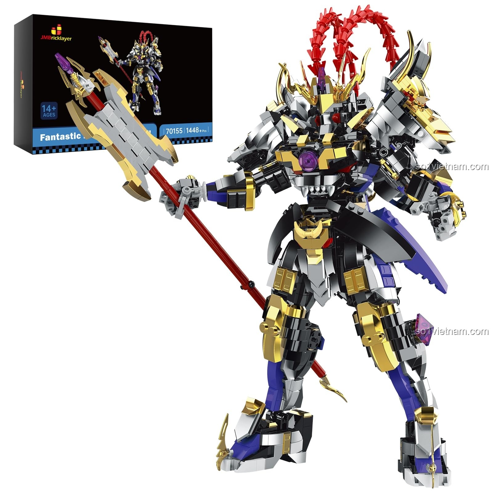 JMBricklayer 70155 Hộp sản phẩm và Mô hình Giáp Lữ Bố