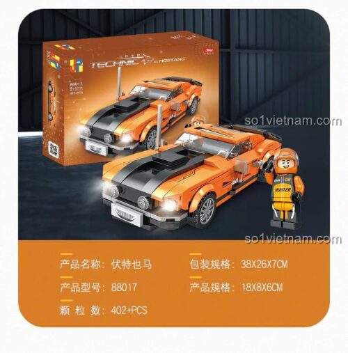 Bộ xếp hình 88017 JP Volt Mustang, đồ chơi lắp ráp Xe đua Volt Mustang chất lượng cao cho bé trai 6 tuổi