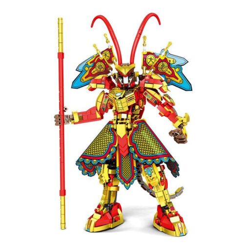 Bộ lắp ghép Robot Tôn Ngộ Không Juhang Technology 669 Đại Thánh Quy Lai, mô hình robot khổng lồ màu vàng đỏ, phù hợp bé trai 6 tuổi, giá tốt.
