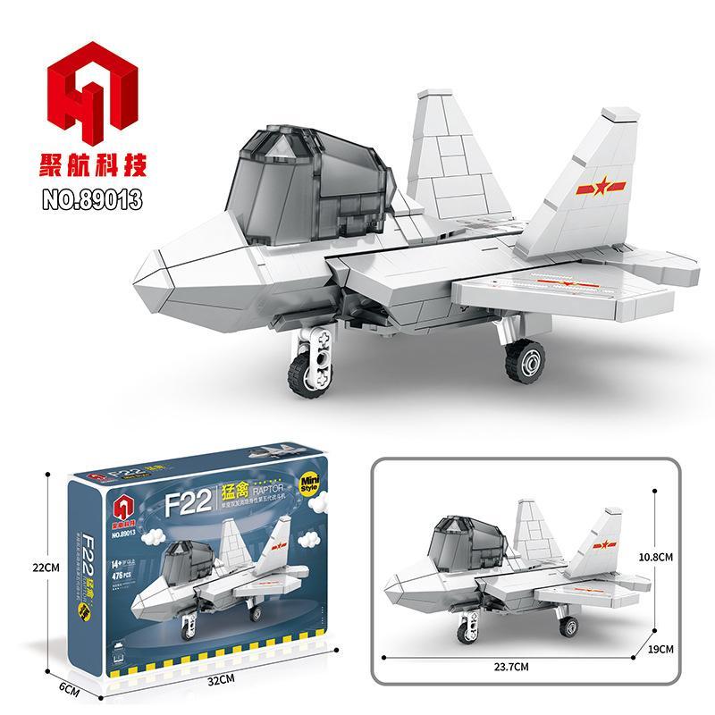 Bộ lắp ghép Máy bay chiến đấu F-22 Raptor Juhang Technology 89013 với thiết kế Q-version độc đáo, 476 chi tiết, phù hợp cho bé trai 6 tuổi, giá tốt.