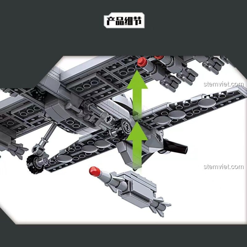 Chi tiết lắp ráp máy bay không người lái Wing Loong UAV-2 88011 738 mảnh