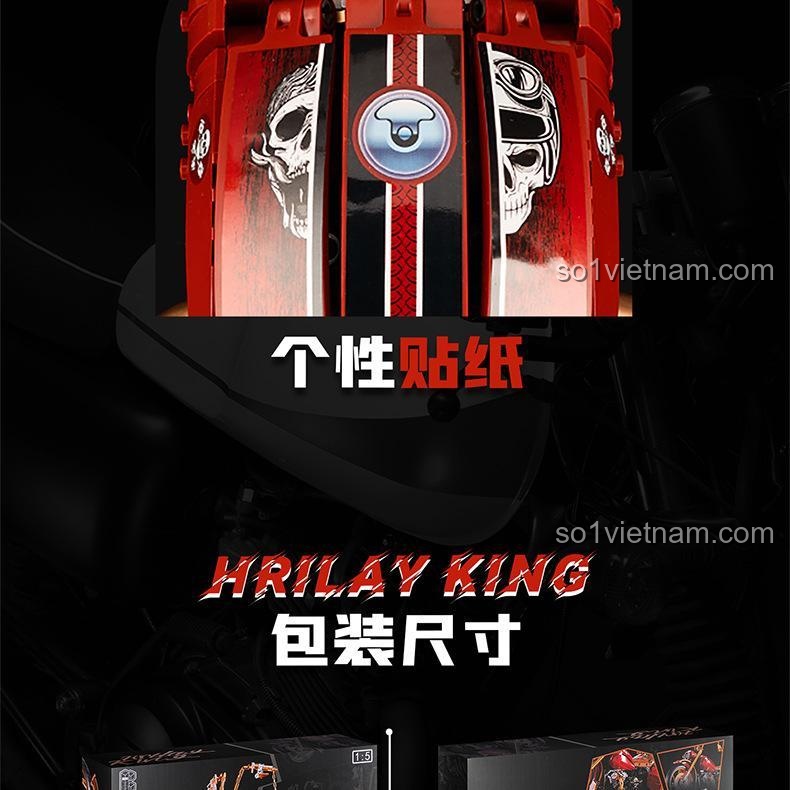 Mô hình Xe máy Harley King Retro K盒子 10514 - Chi tiết decal