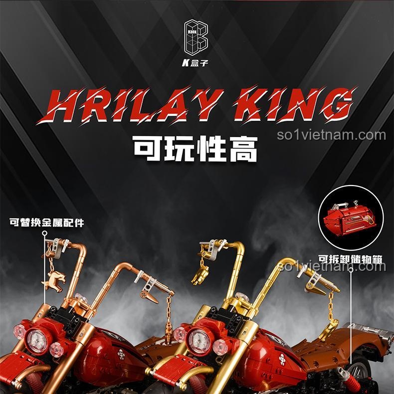 Mô hình Xe máy Harley King Retro K盒子 10514 - Chi tiết động cơ
