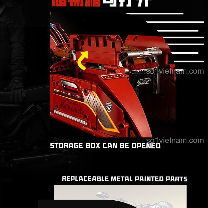 Mô hình Xe máy Harley King Retro K盒子 10514 - Chi tiết hộp đựng đồ