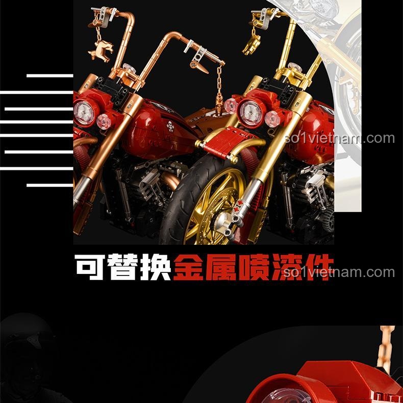 Mô hình Xe máy Harley King Retro K盒子 10514 - Chi tiết phụ kiện kim loại