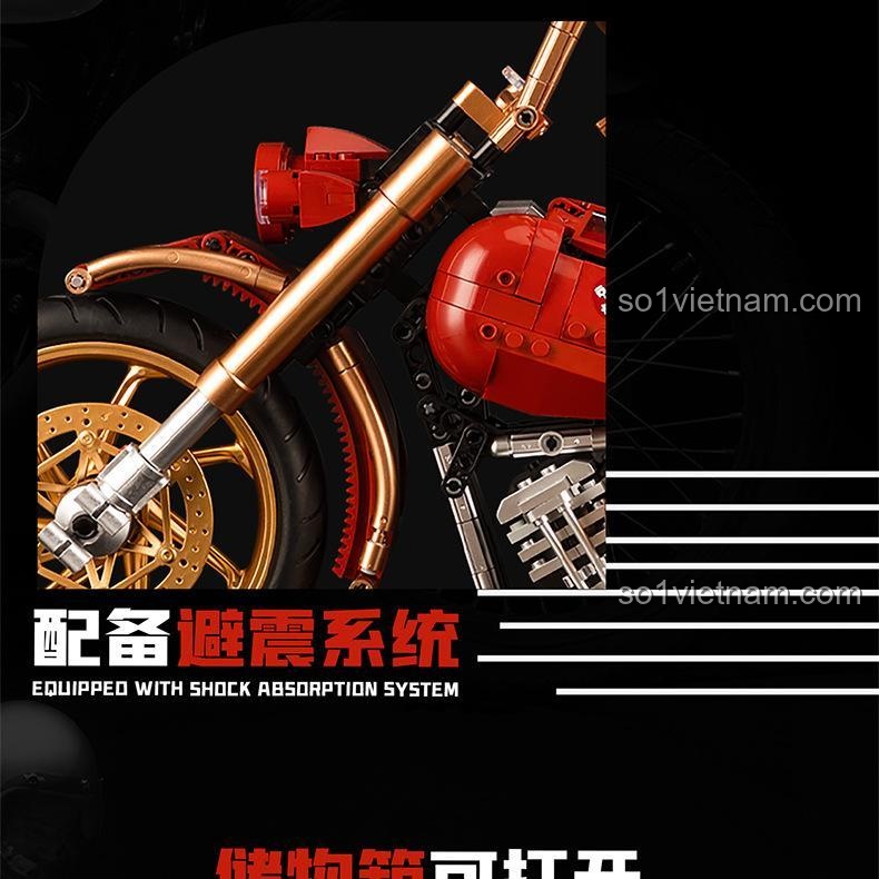 Mô hình Xe máy Harley King Retro K盒子 10514 - Chi tiết tay lái