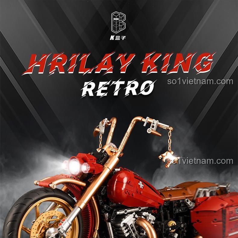 Mô hình Xe máy Harley King Retro K盒子 10514 - Mặt trước