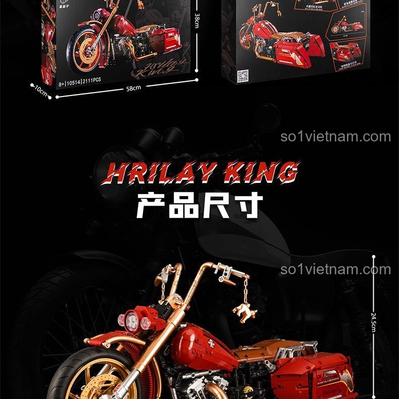 Mô hình Xe máy Harley King Retro K盒子 10514 - So sánh kích thước