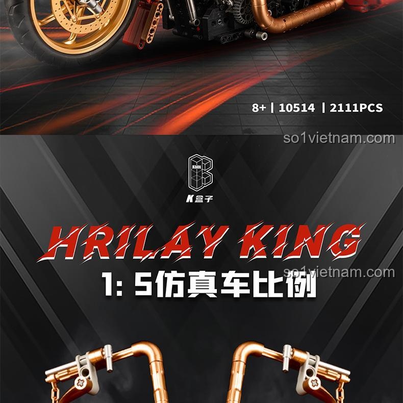 Mô hình Xe máy Harley King Retro K盒子 10514 - Tỉ lệ 1:5