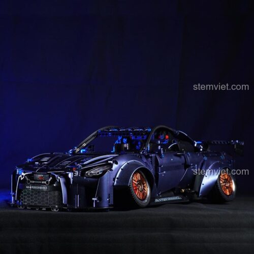 Mô hình K Box 10221 Nissan GT-R tỉ lệ 1:10 màu tím than, thiết kế low-stance, mâm xe mạ điện cam, bộ lắp ghép Nissan GT-R dành cho thanh niên 14 tuổi, giá tiết kiệm.