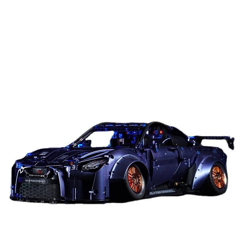 Mô hình K Box 10221 Nissan GT-R tỉ lệ 1:10 màu tím than, thiết kế widebody, mâm xe mạ điện cam, đồ chơi mô hình K Box dành cho thanh niên 14 tuổi, giá tốt.