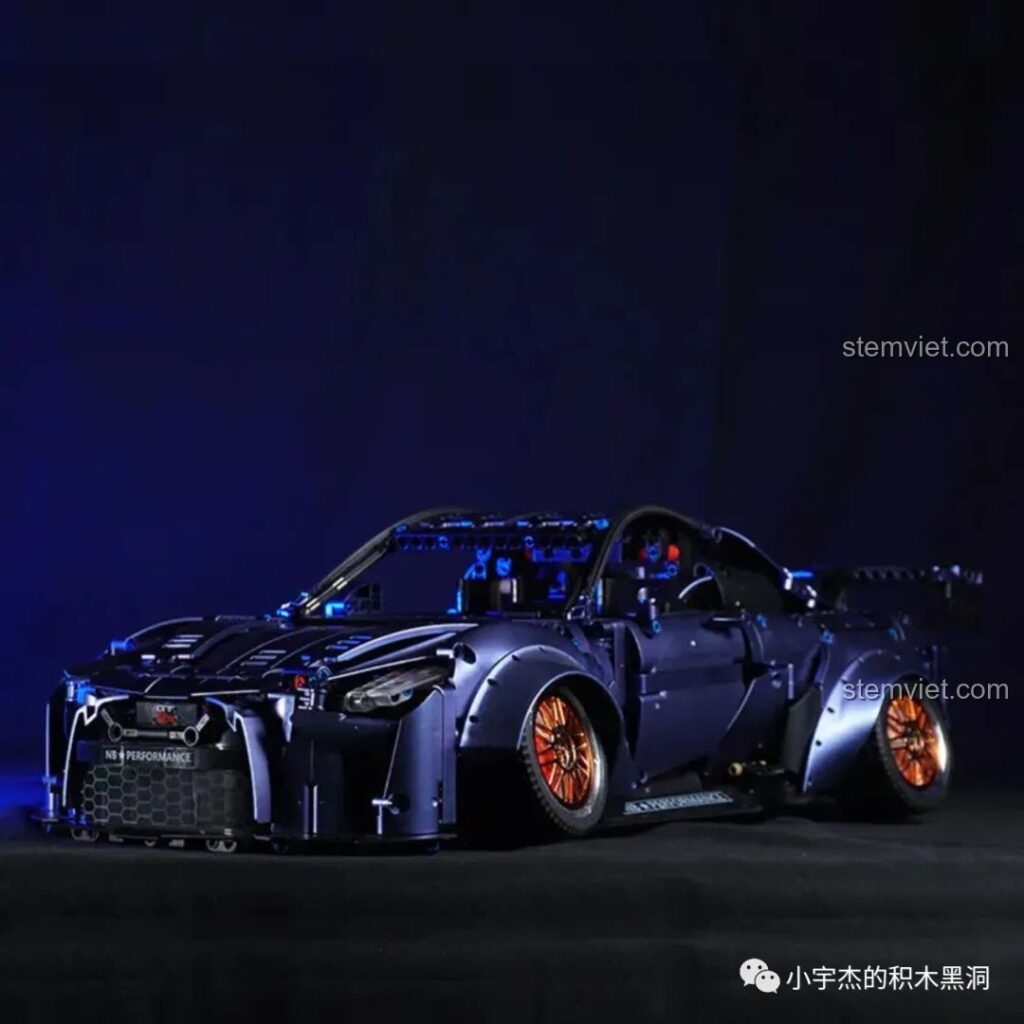 Mô hình K Box Nissan GT-R 1:10 màu xanh đen với đèn chiếu sáng lung linh