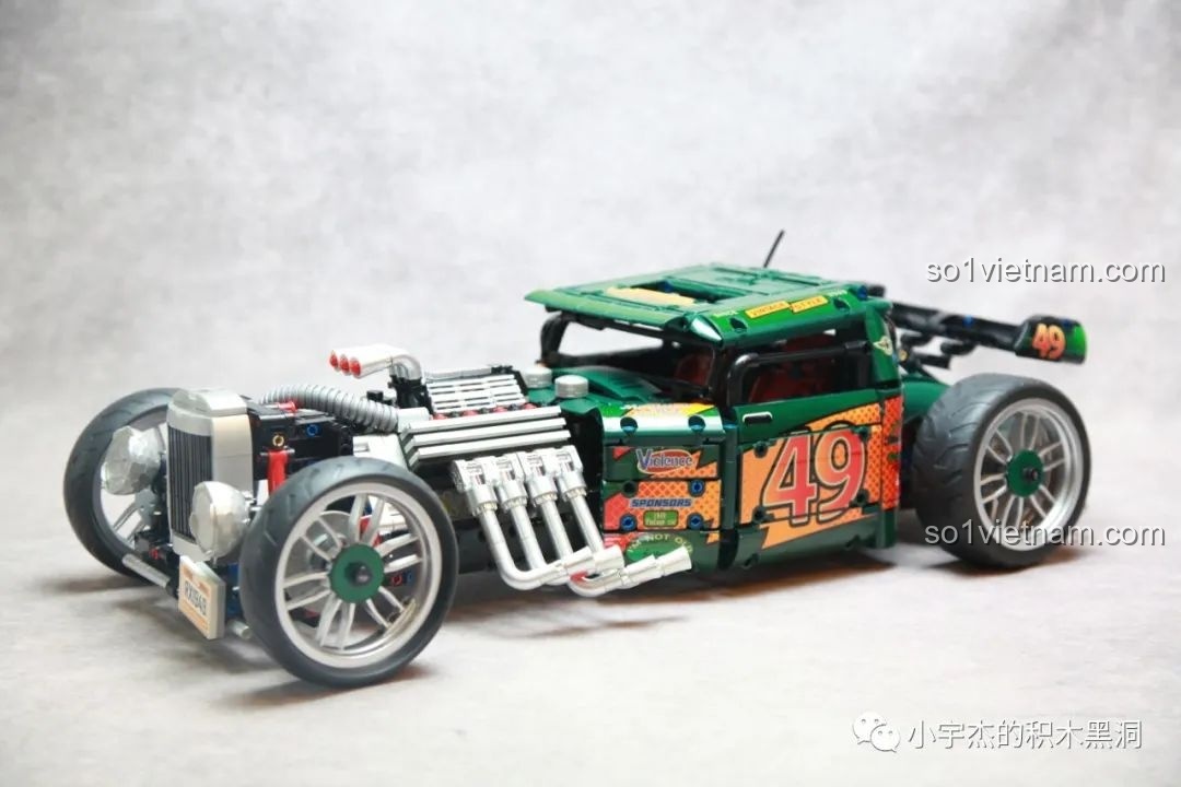 Cận cảnh chi tiết bên hông K盒子 10509 Xe Hot Rod 1949 Độ Chế.