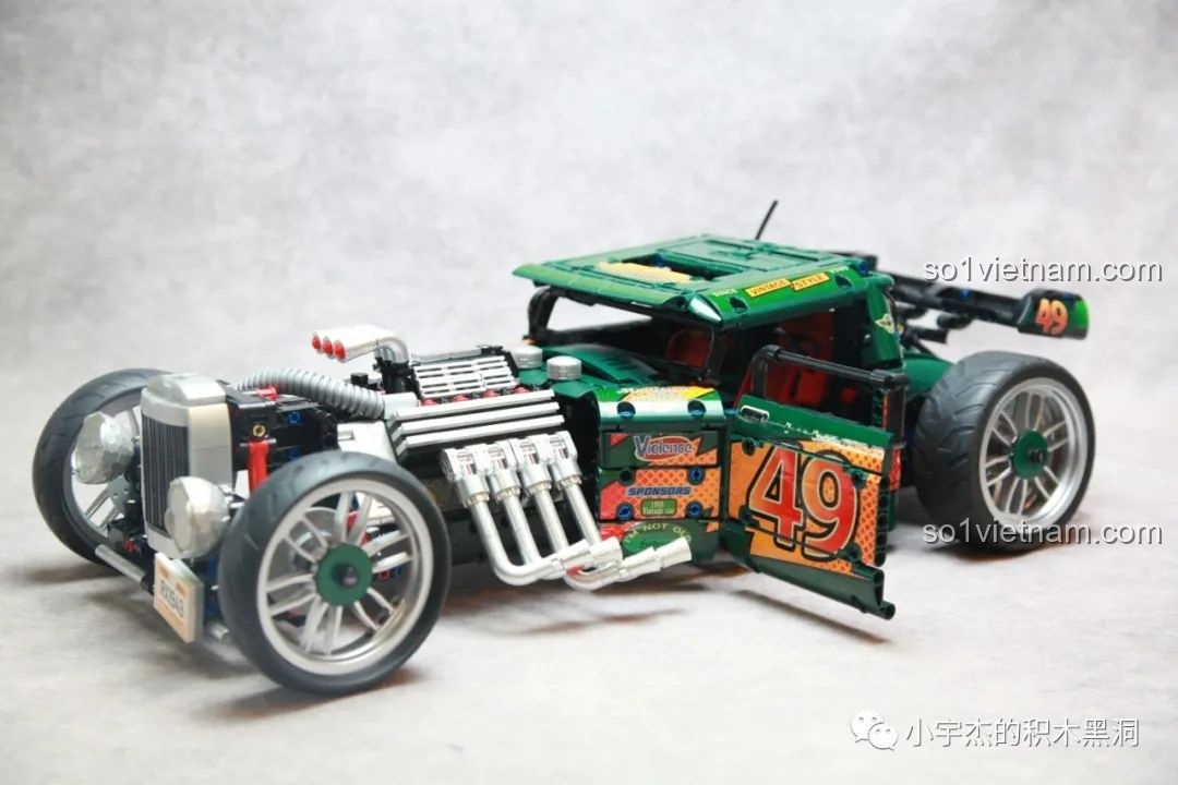 Cận cảnh chi tiết bên hông K盒子 10509 Xe Hot Rod 1949 Độ Chế.