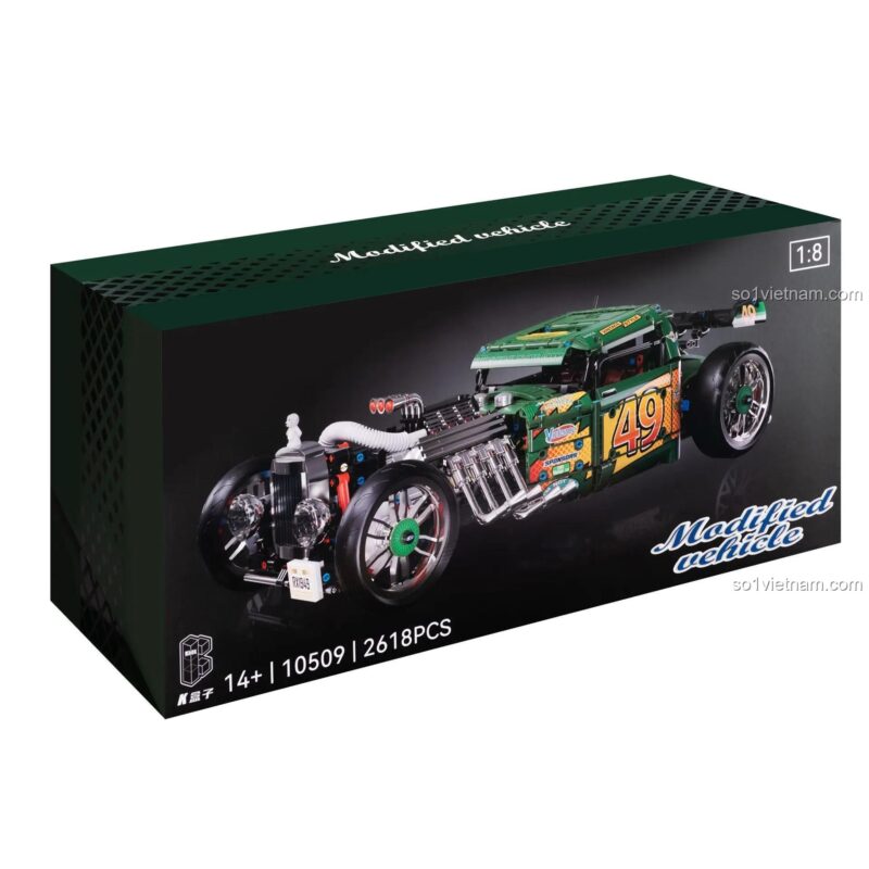 Hộp sản phẩm Xe Hot Rod 1949 Độ Chế K盒子, tỉ lệ 1:8, 2618 chi tiết, 14+