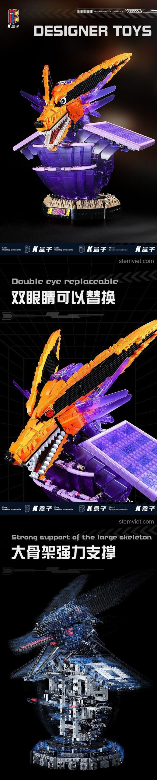 Mô hình Kurama Susanoo 10524 với chi tiết mắt có thể thay thế và khung xương chắc chắn, quà tặng độc đáo cho fan Naruto.