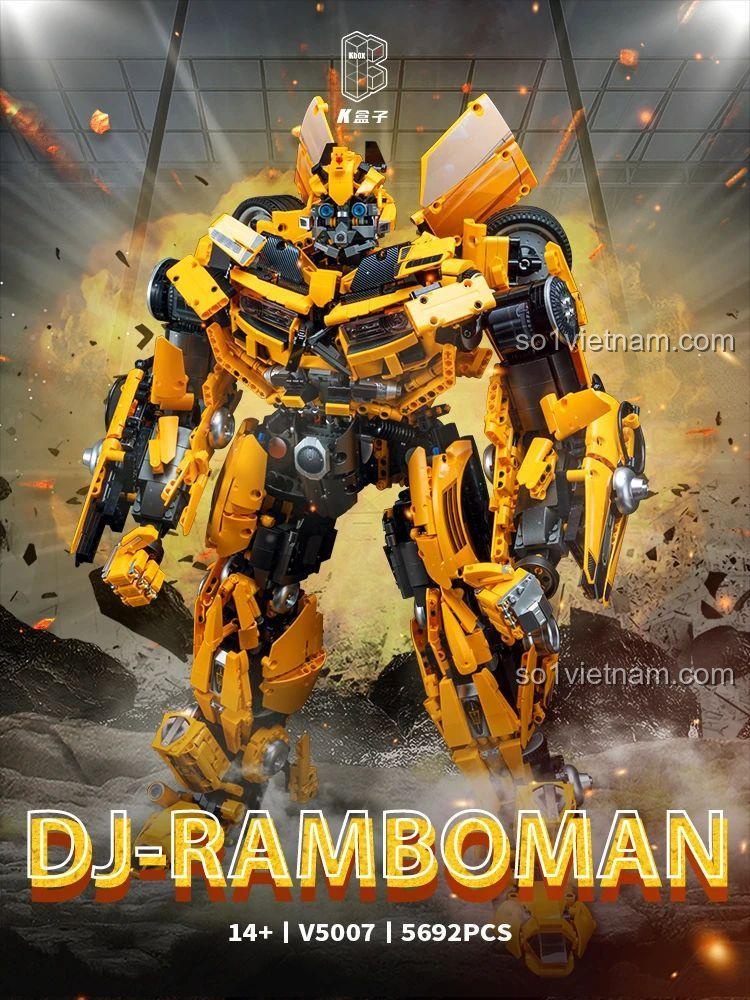 Poster quảng cáo của Mô hình Bumblebee K-BOX V5007, thể hiện sự hoành tráng và chi tiết của sản phẩm.