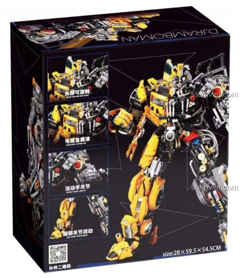 Ảnh nghệ thuật cận cảnh chi tiết cơ khí phức tạp của bộ lắp ráp Mecha Bumblebee V5014, làm nổi bật các bánh răng và kết cấu bên trong.