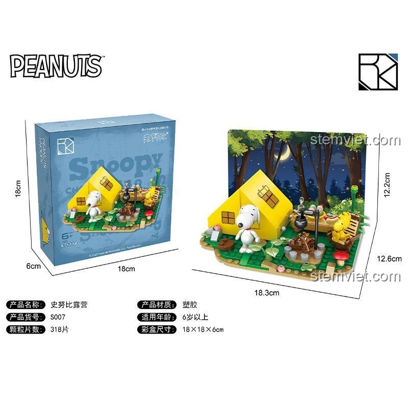Hộp sản phẩm bộ lắp ghép Peanuts Snoopy Cắm Trại