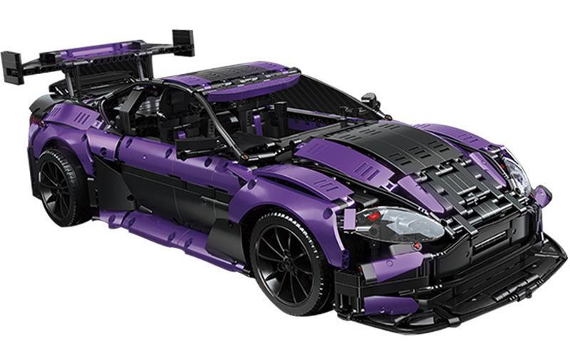 bộ lắp ráp Siêu xe Aston Martin Vantage GT3 KaCo Blocks C001 màu tím đen, tỉ lệ 1:8, dành cho con trai 14 tuổi.