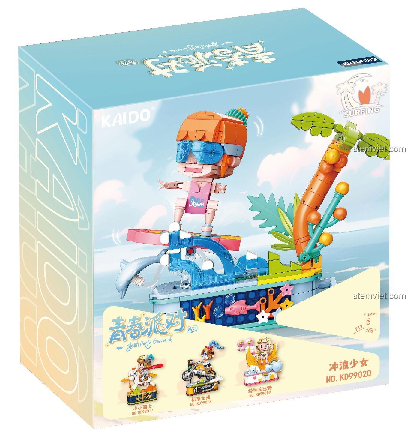 Hộp bộ lắp ráp Kaido KD99020 Thiếu nữ lướt sóng, đồ chơi mô hình Cô gái lướt sóng, bộ xếp hình Mô hình lướt sóng, cho bé gái 8 tuổi
