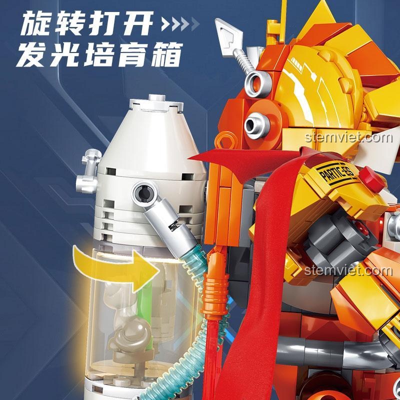 Kaido 99033 Chiến binh dị thú Taiju trong tư thế cúi người chuẩn bị tấn công, thể hiện sự linh hoạt của các khớp nối.