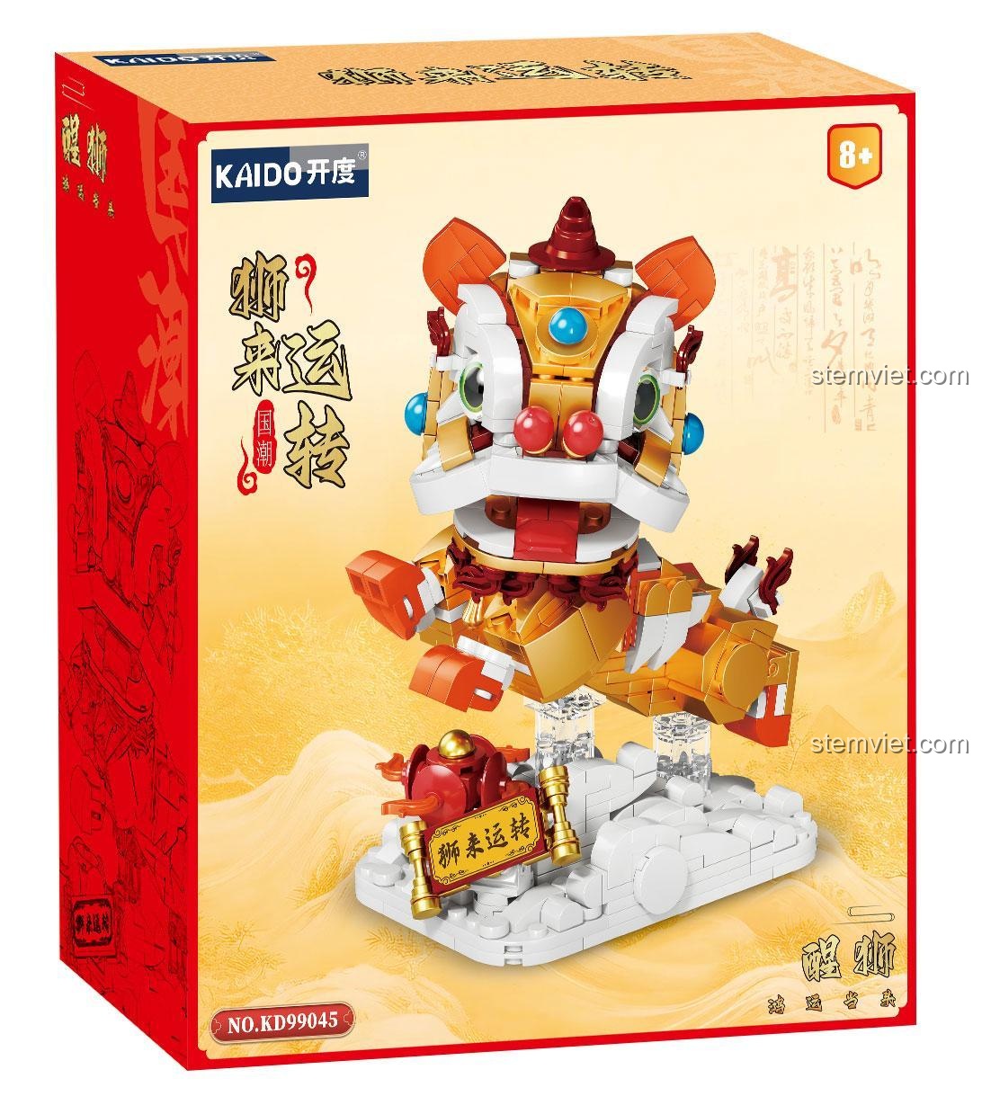 Hộp sản phẩm Kaido KD99045 Mô hình Múa Lân Sư Tử, bộ lắp ghép Kaido, đồ chơi mô hình KD99045, Lân may mắn 99045, hộp đồ chơi chất lượng cao, giá tốt cho bé 8 tuổi.