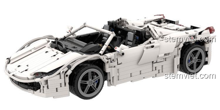 đồ chơi mô hình Kailuolin màu trắng, đồ chơi xây dựng CW003A, mô hình xe thể thao cho thanh niên.