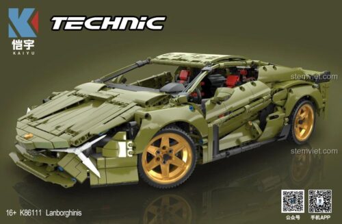Mô hình lắp ráp siêu xe Lamborghini Sián KAIYU K86111 màu xanh lá, thiết kế Technic chi tiết, phù hợp cho con trai 16+.