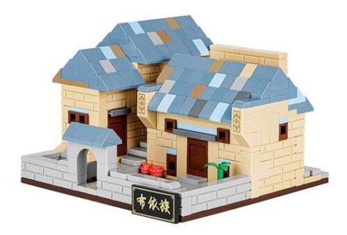 Mô hình hoàn thiện của bộ lắp ghép Nhà Truyền Thống Dân Tộc Bố Y Kalos Blocks 81002, một món đồ chơi mô hình kiến trúc dân gian phù hợp cho bé trai và bé gái từ 6 tuổi.