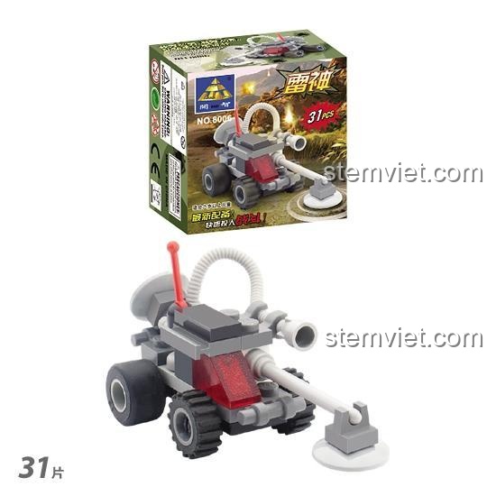 Hộp đồ chơi mô hình 8006 của KAZI, mẫu xe Lôi Thần. Bộ sưu tập xe chiến đấu nhỏ gồm 31 mảnh ghép, phù hợp cho con trai.
