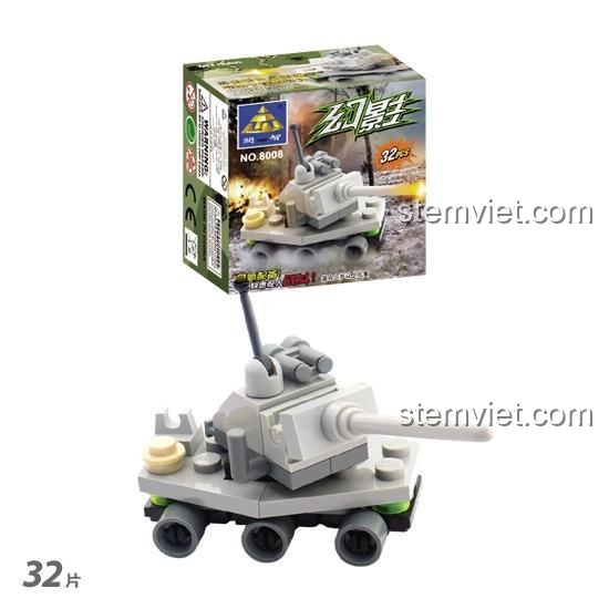 Hộp đồ chơi xếp hình KAZI 8008 Xe Pháo Tự Hành Lôi Thần. Món quà sinh nhật ý nghĩa cho con trai 6 tuổi.