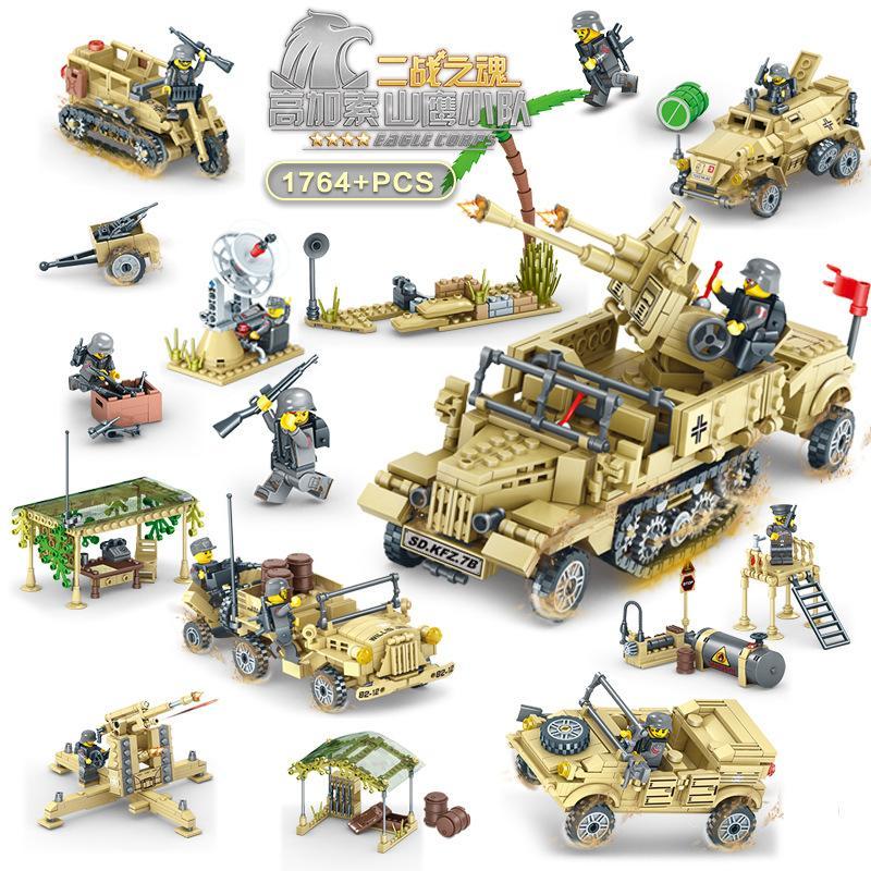 Bộ lắp ghép KAZI 82036 Xe quân sự Thế chiến II, đồ chơi mô hình quân sự chi tiết cho bé trai 6 tuổi, giá tốt.
