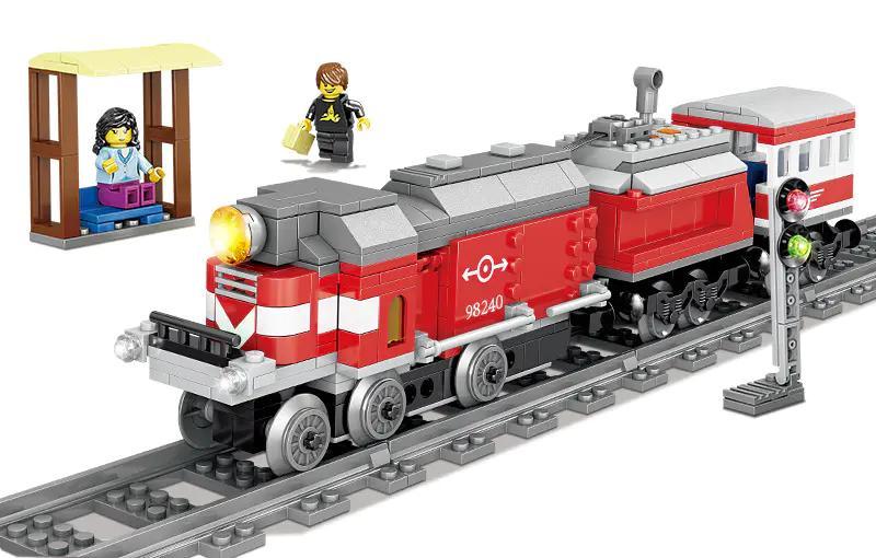 Mô hình Tàu Hỏa Thành Phố: Đầu Máy Diesel Kiểu Phương Đông 5 KAZI 98240 với 387 chi tiết, màu đỏ chủ đạo, dành cho bé trai 6 tuổi