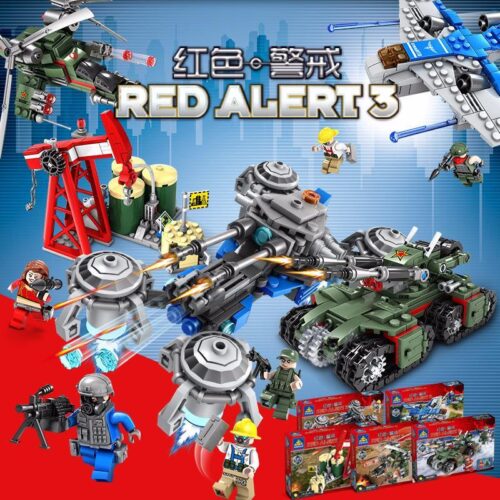 Bộ lắp ráp Red Alert 3 KAZI KY 81019-2 với xe tăng, máy bay, trực thăng và thiết bị quân sự, đồ chơi lắp ghép quân sự cho bé trai 14 tuổi, giá tốt