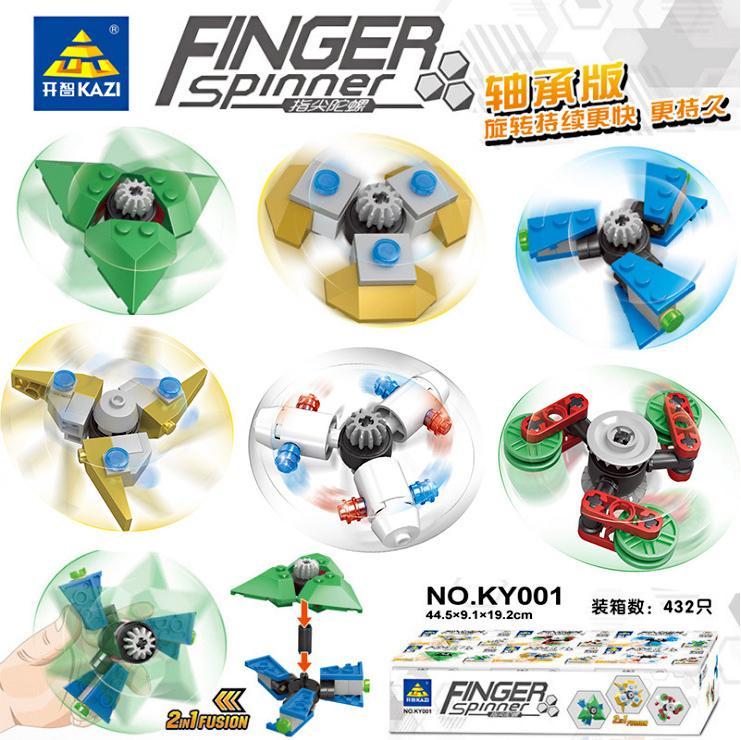 Bộ đồ chơi lắp ráp Con Quay Fidget Spinner KAZI KY001-4 xoay siêu tốc, giảm căng thẳng, thiết kế 2 trong 1, phù hợp cho bé trai và bé gái 6-12 tuổi, giá tốt.