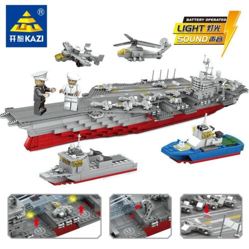 Toàn cảnh bộ lắp ráp tàu sân bay USS Kitty Hawk KAZI KY10002 với đèn và âm thanh, món quà cho bé trai 6 tuổi yêu thích mô hình quân sự.