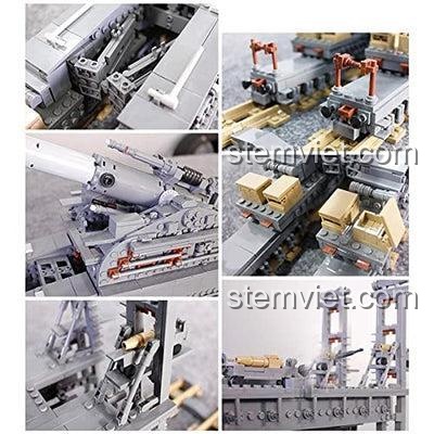 Đại Bác Dora 10005, bộ lắp ráp Pháo Dora 800mm, chi tiết tinh xảo, mô phỏng chân thực các bộ phận như xe tải đạn, hộp lưu trữ.