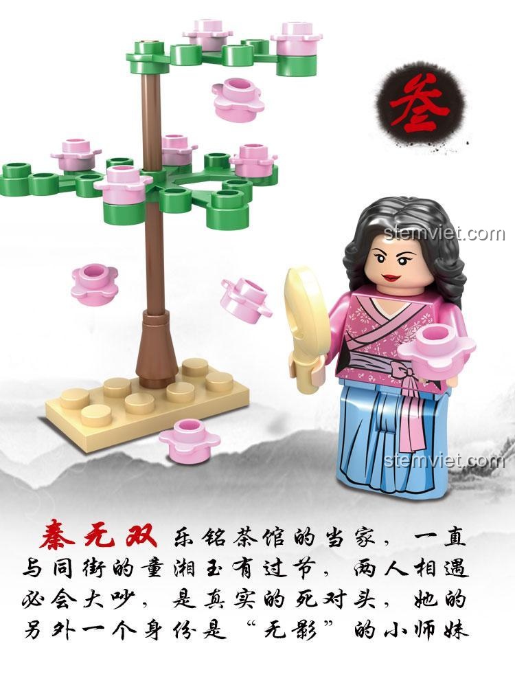 Minifigure Chúc Vô Song từ bộ lắp ghép KAZI KY5006, nhân vật Võ Lâm Ngoại Truyện với chi tiết tinh xảo, đồ chơi phát triển trí tuệ.