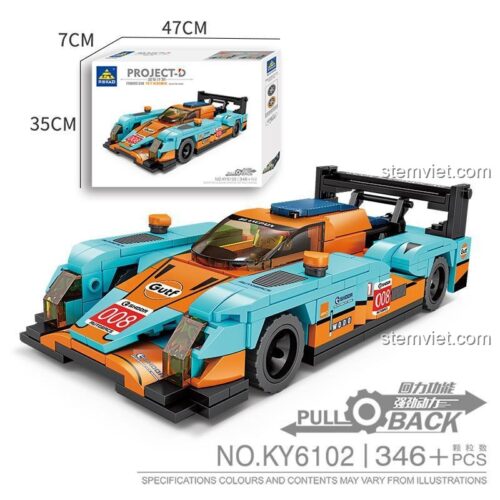 Hộp và kích thước bộ lắp ráp Xe đua Le Mans KAZI 6102. Đồ chơi mô hình giá rẻ cho con trai, chất lượng cao.