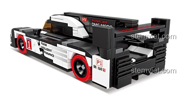 Chi tiết phía sau của bộ xếp hình KY6103 Mô hình xe đua Le Mans Porsche 919, chất lượng cao, tương thích LEGO.