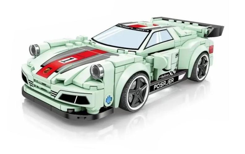 Bộ lắp ghép Xe Đua Porsche 911 KAZI KY6113 màu xanh bạc hà, đồ chơi cho bé trai 6 tuổi, giá rẻ. Mô hình xe thể thao với 248 chi tiết.