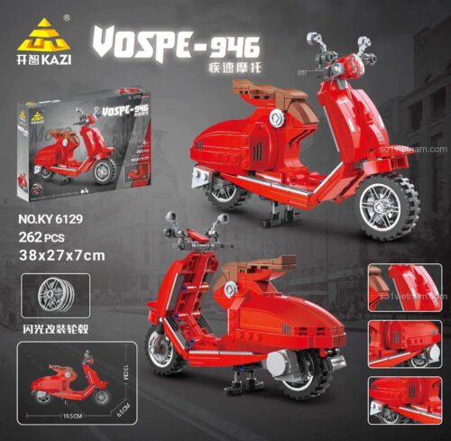 Mô hình xe máy Vespa Vospe-946 KAZI KY6129 sau khi lắp ráp