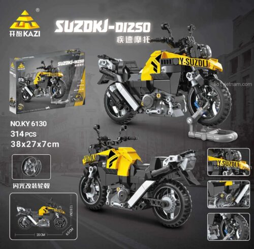 Chi tiết và kích thước của bộ lắp ghép Xe Mô tô Suzdkj-DJ250 KAZI. Đồ chơi mô hình 314 mảnh, dài 20cm, cao 12.8cm, giá tốt.