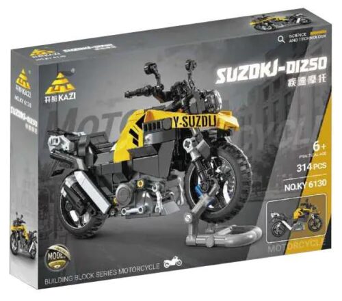 Hộp đồ chơi lắp ráp KAZI KY6130 Xe Mô tô Suzdkj-DJ250. Món quà giá rẻ cho bé trai 6 tuổi yêu thích tốc độ và mô hình xe.