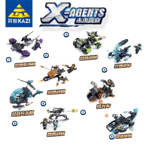 Bộ đồ chơi KAZI KY6601-6 Phương tiện cảnh sát tương lai X-Agents, đồ chơi lắp ráp cho bé trai 6 tuổi, giá tốt
