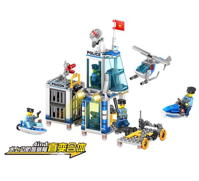 Bộ lắp ghép Trạm cảnh sát biển KAZI KY67255-2 4in1 cho bé trai 6 tuổi, đồ chơi lắp ráp chất lượng cao, giá tốt