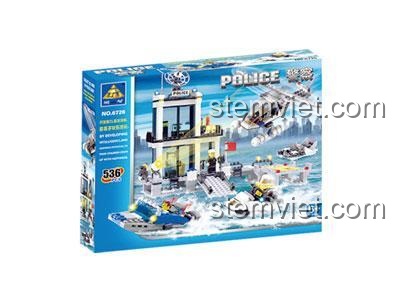Hộp sản phẩm đồ chơi xếp hình KAZI KY6726 chủ đề Trụ Sở Cảnh Sát Biển, món quà giá rẻ hấp dẫn cho các bé trai yêu thích phiêu lưu.