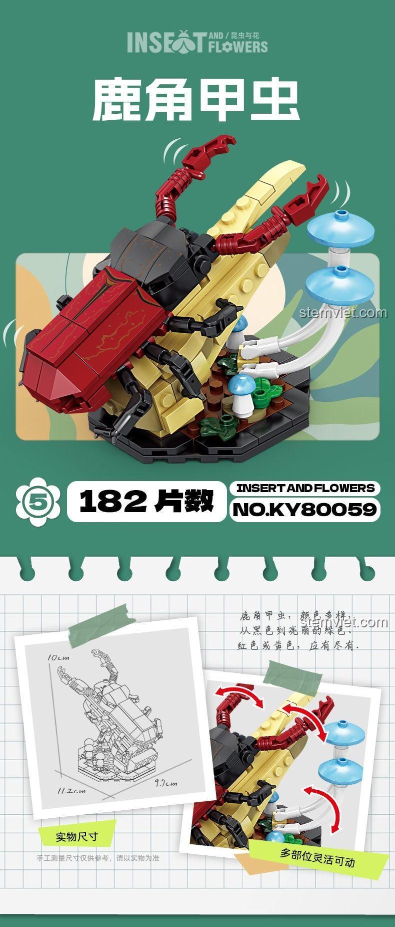 Mô hình Bọ Kẹp Kìm màu đỏ đen từ bộ KAZI 80059, 182 mảnh. Bộ lắp ráp côn trùng chi tiết cao.