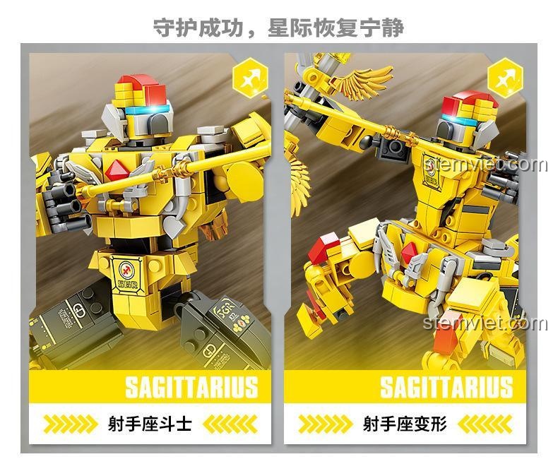 Robot Chiến Binh Cung Hoàng Đạo KAZI KY8080 với các tư thế chiến đấu, đồ chơi mô hình Đấu Sĩ Nhân Mã, rèn luyện tư duy cho bé trai